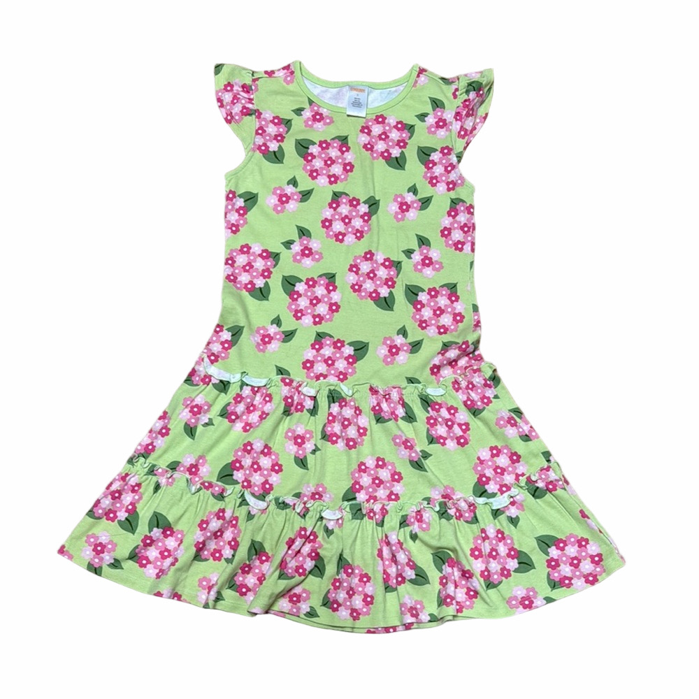 Gymboree Pink and Green Flutter Sleeve Sundress. Floral Summer Vacation Party